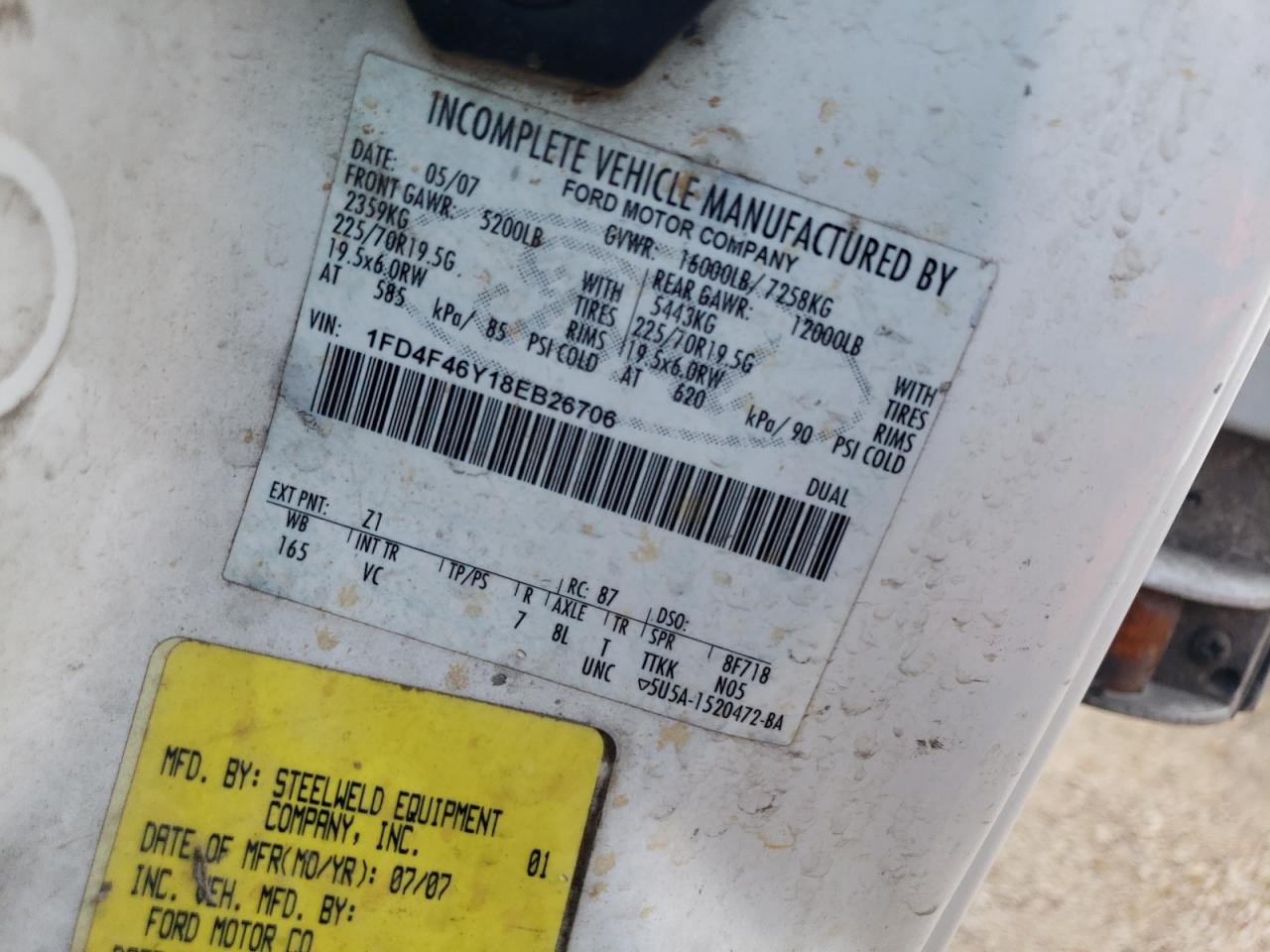 2008 Ford F450 Super Duty VIN: 1FD4F46Y18EB26706 Lot: 44571135