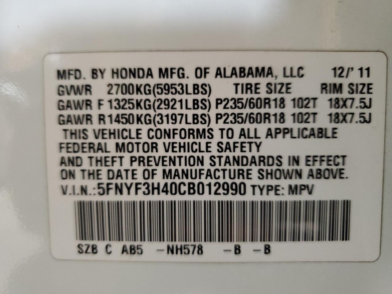 2012 Honda Pilot - Image 13