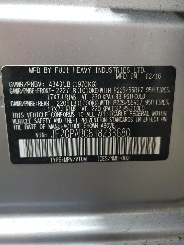 2017 Subaru Crosstrek Premium VIN: JF2GPABC8H8233680 Lot: 43801045