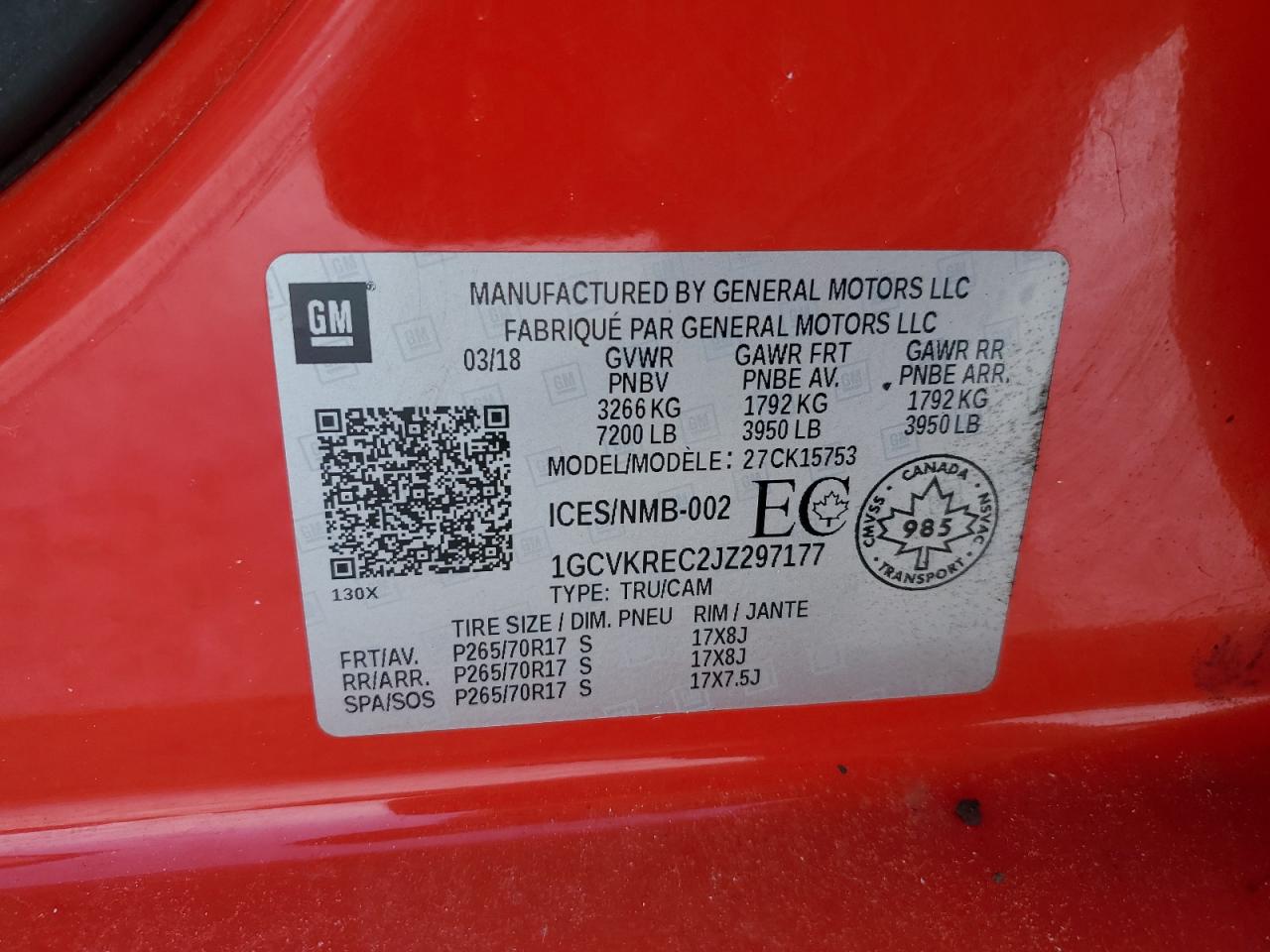 2018 Chevrolet Silverado K1500 Lt VIN: 1GCVKREC2JZ297177 Lot: 88994585