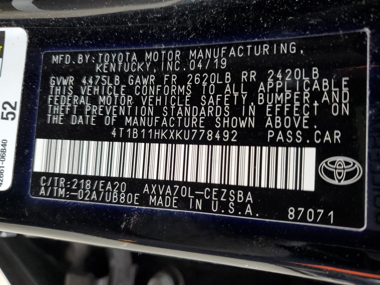 2019 Toyota Camry - Image 12