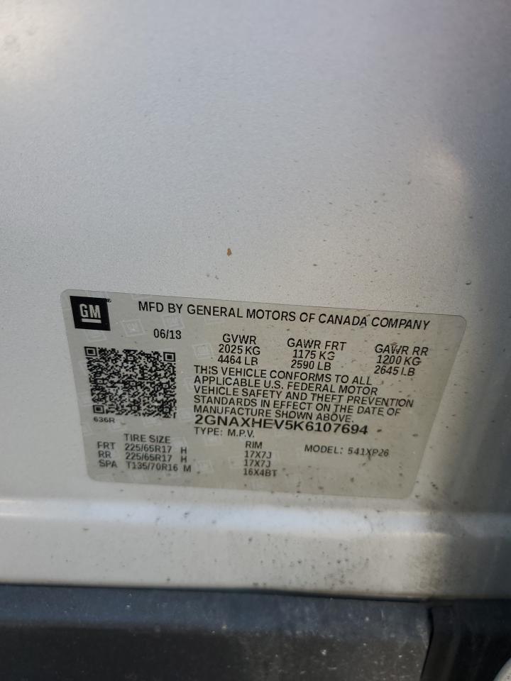 2019 Chevrolet Equinox Ls VIN: 2GNAXHEV5K6107694 Lot: 45187705