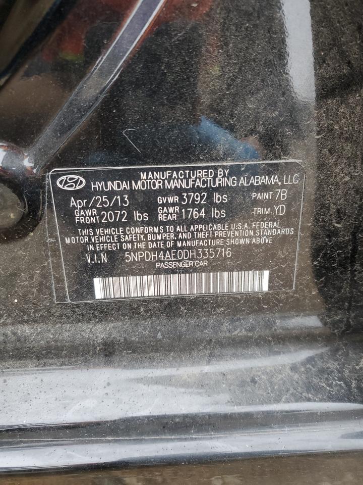 2013 Hyundai Elantra Gls VIN: NPDH4AE0DH335716 Lot: 43931085