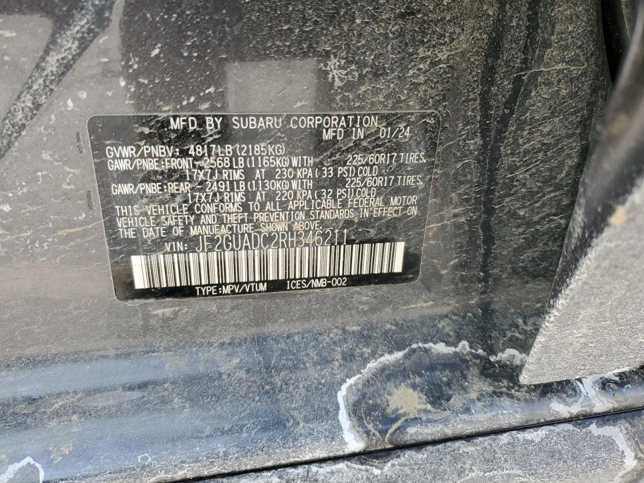 2024 Subaru Crosstrek Premium VIN: JF2GUADC2RH346211 Lot: 45870695