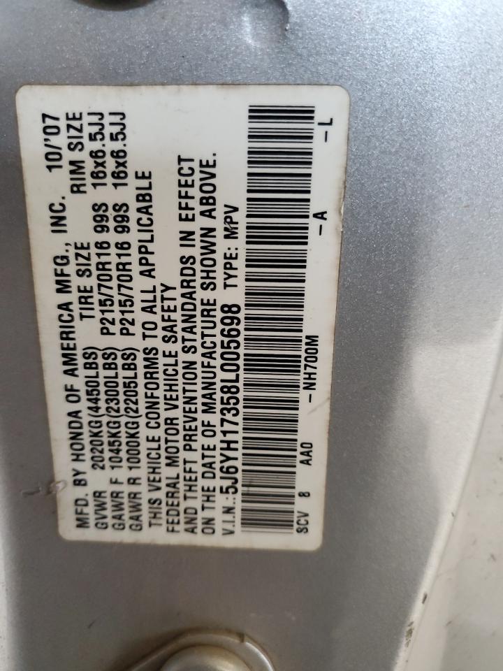 2008 Honda Element Lx VIN: 5J6YH17358L005698 Lot: 47031835