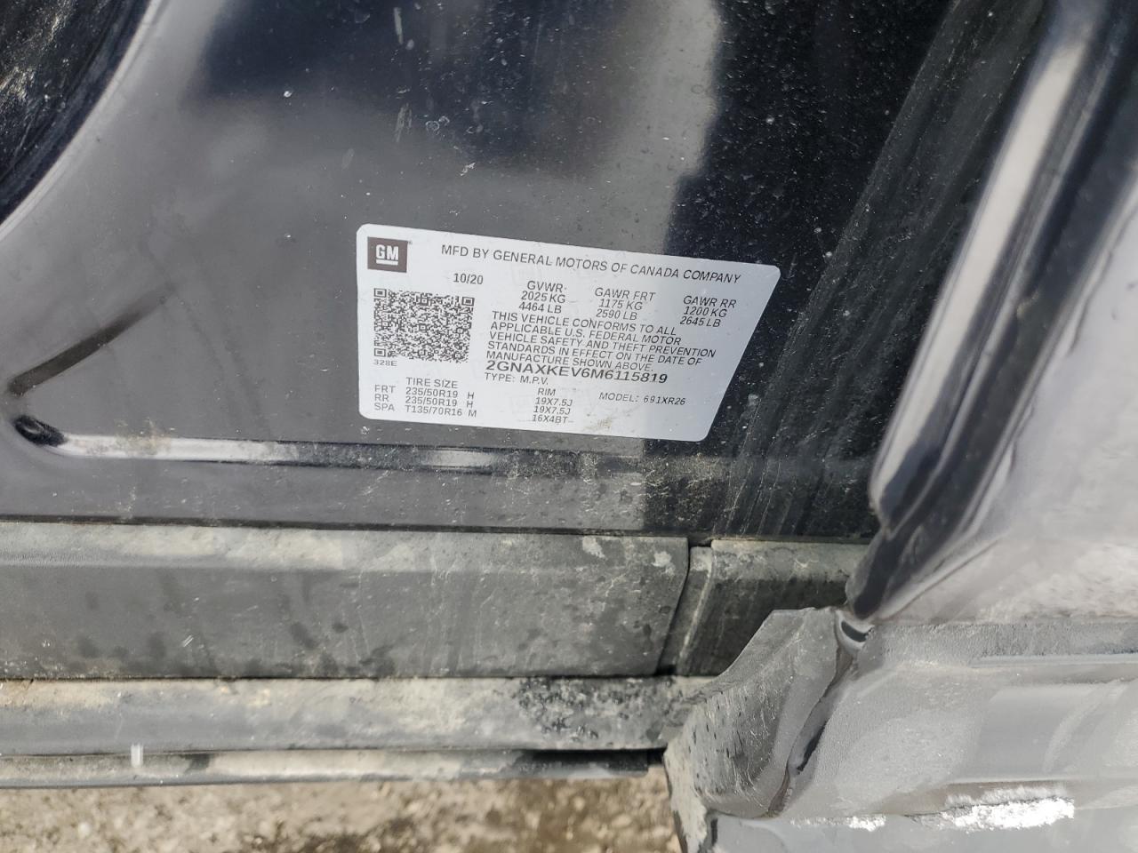 2GNAXKEV6M6115819 CHEVROLET EQUINOX 2021