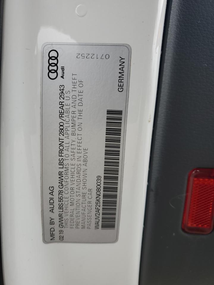 2019 Audi A7 Prestige S-Line VIN: WAUV2AF25KN080039 Lot: 43996715