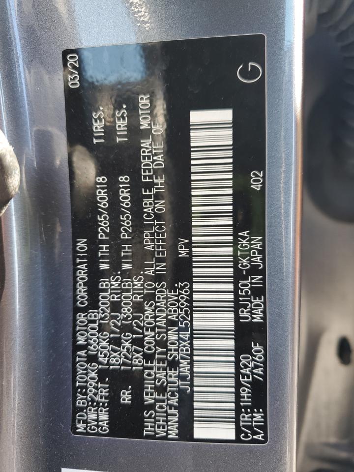 2020 Lexus Gx 460 Premium VIN: JTJAM7BX4L5259963 Lot: 46123825
