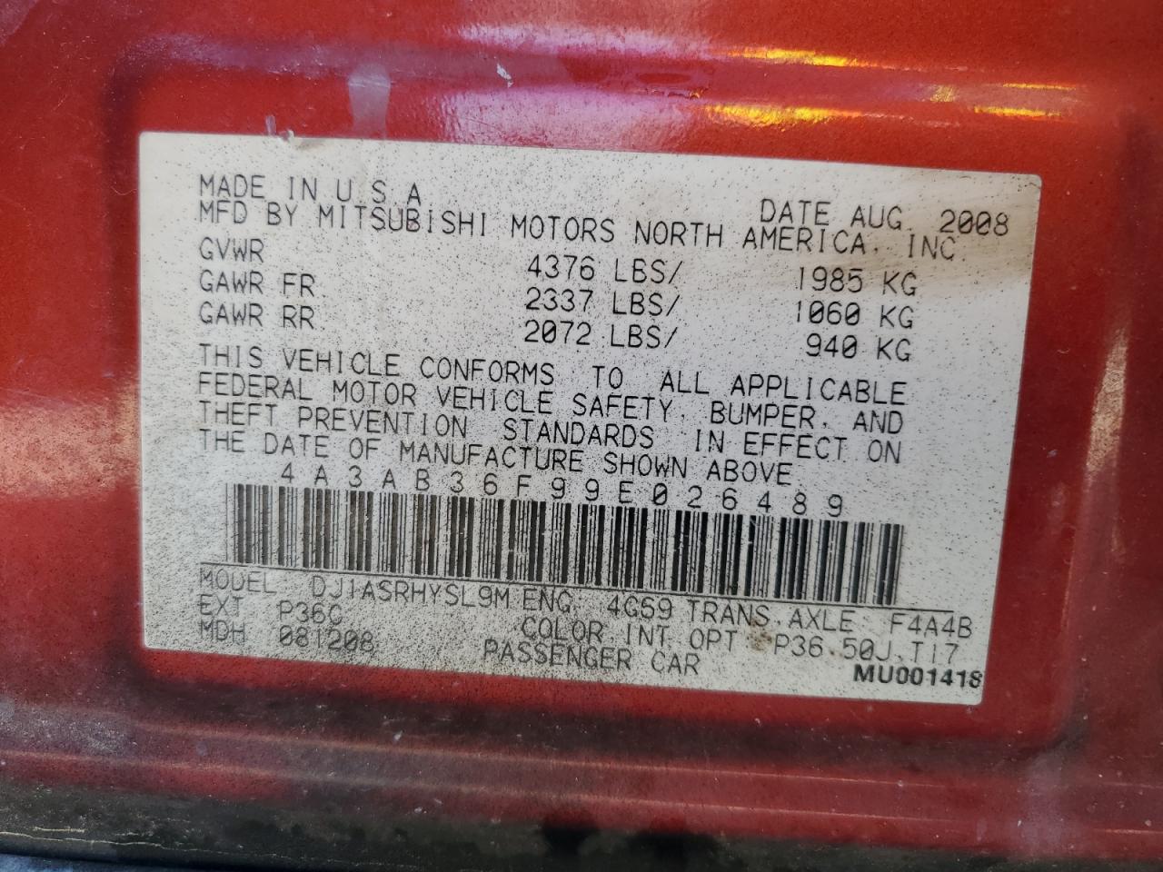 2009 Mitsubishi Galant - Image 15