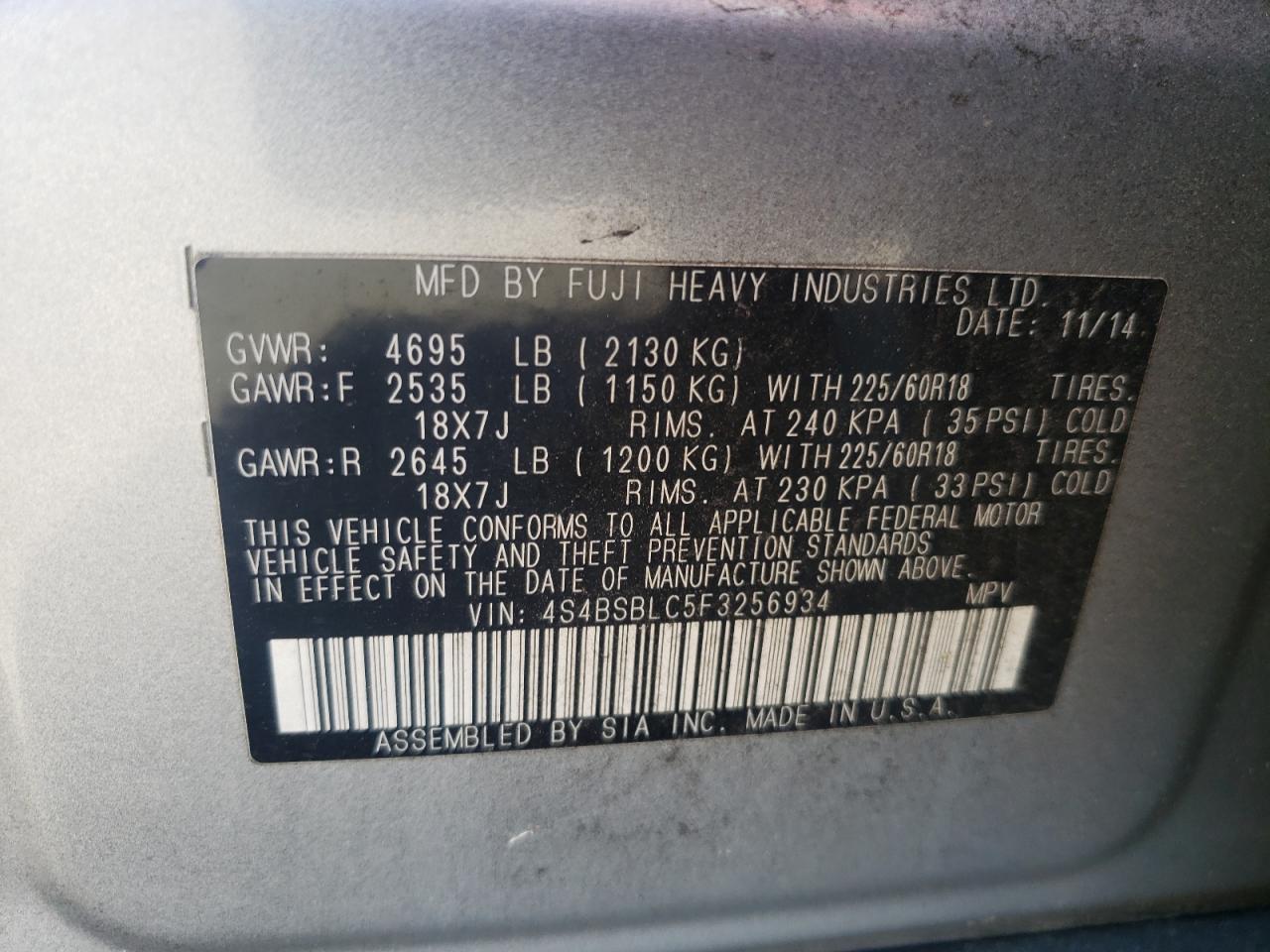 2015 Subaru Outback - Image 14