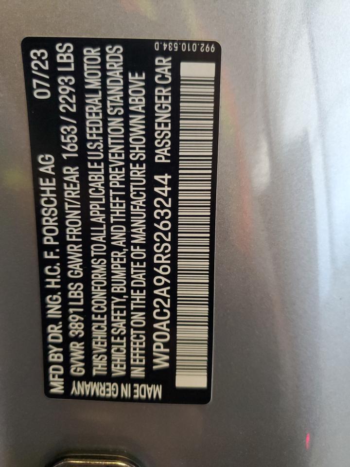 wp0ac2a96rs263244 WP0AC2A96RS263244 2024 Porsche 911 Gt3