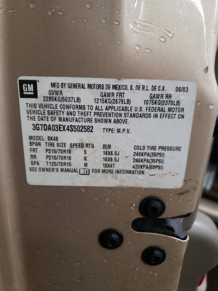 2004 Pontiac Aztek VIN: 3G7DA03EX4S502582 Lot: 43582415