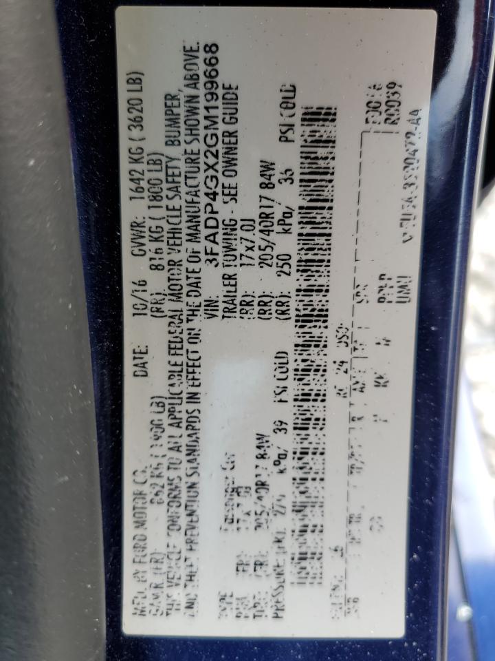 2016 Ford Fiesta St VIN: 3FADP4GX2GM199668 Lot: 46224565