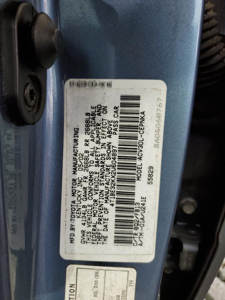 2002 Toyota Camry Le VIN: 4T1BE32KX2U604897 Lot: 42376945