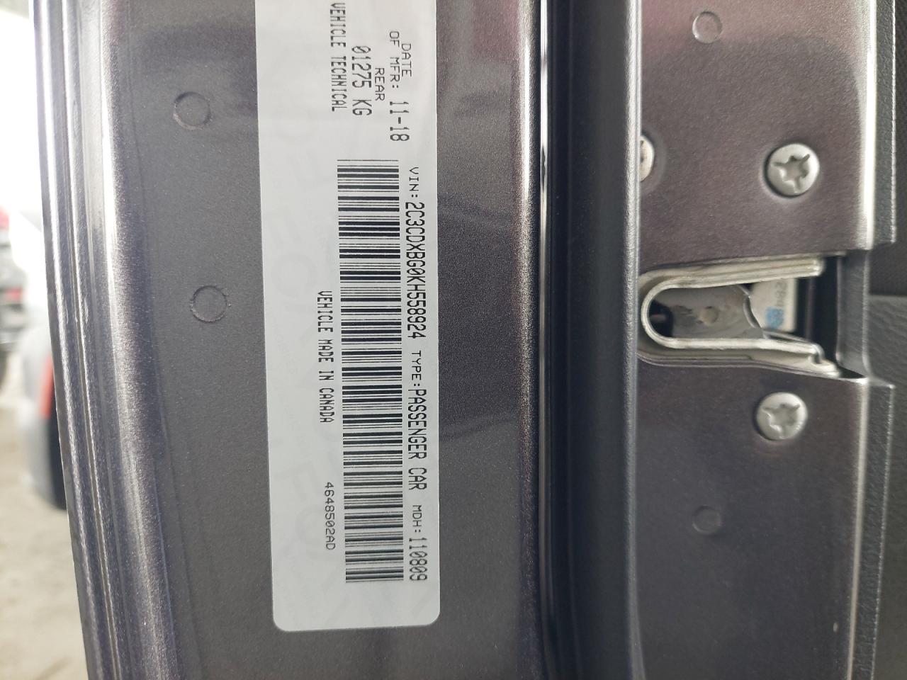 2C3CDXBG0KH55924 - 2019 Dodge CHARGER - #45818855