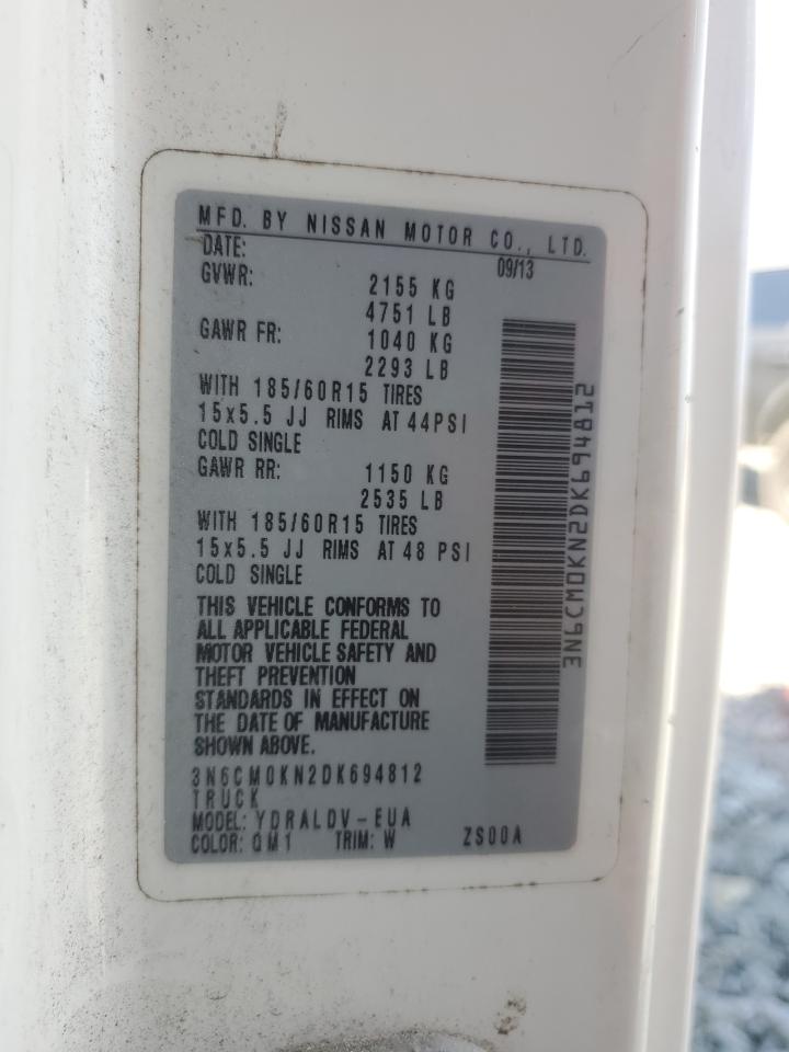2013 Nissan Nv200 2.5S VIN: 3N6CM0KN2DK694812 Lot: 45526845