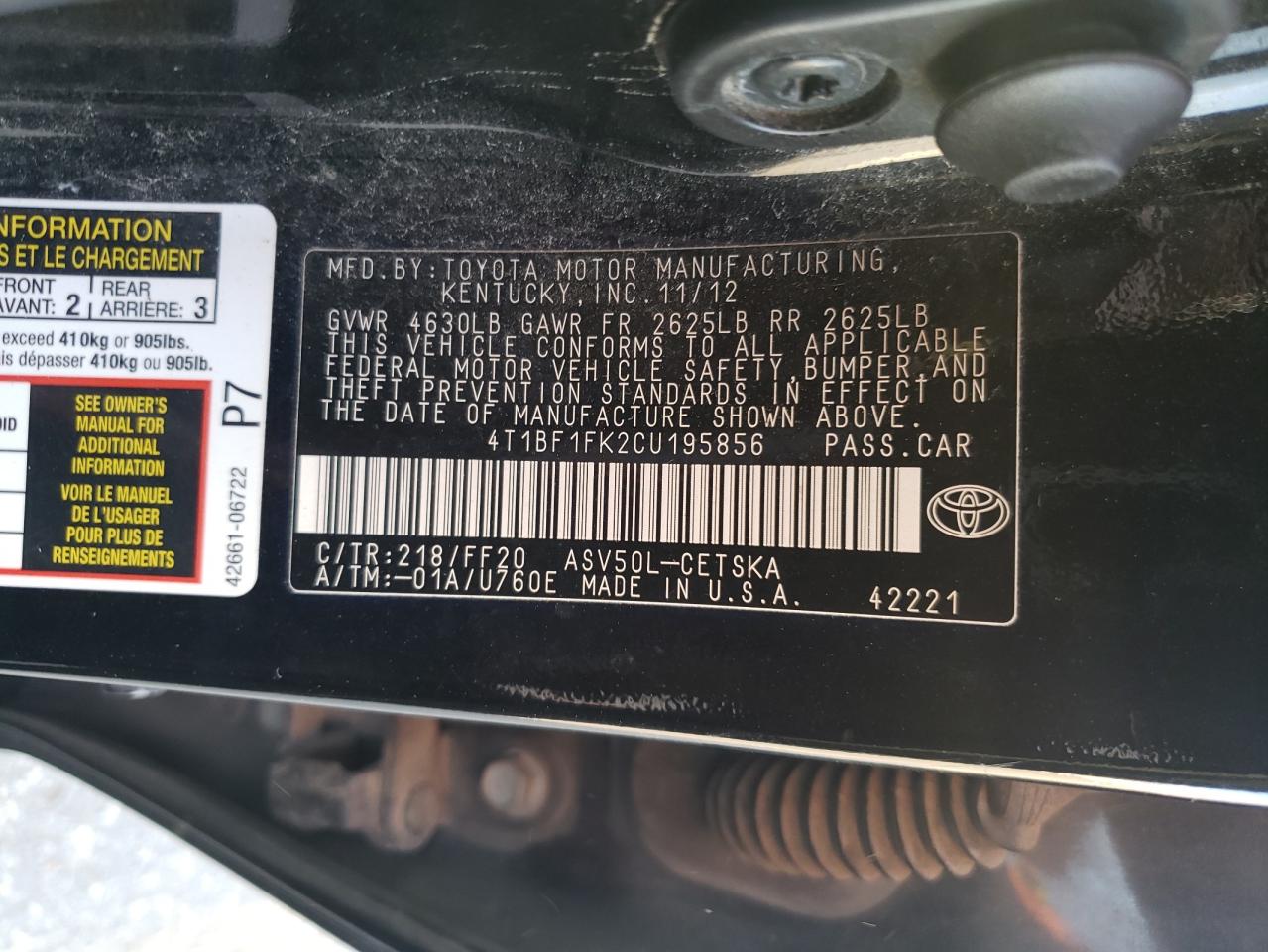 2012 Toyota Camry - Image 12