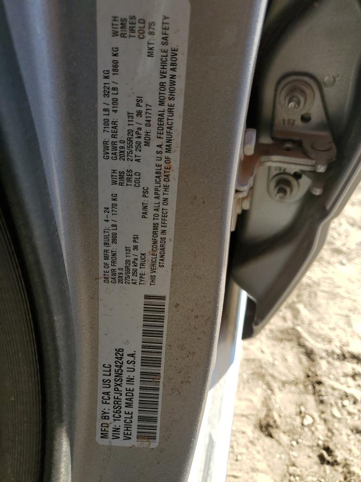 2025 Ram 1500 Laramie VIN: 1C6SRFJPXSN542426 Lot: 44272055