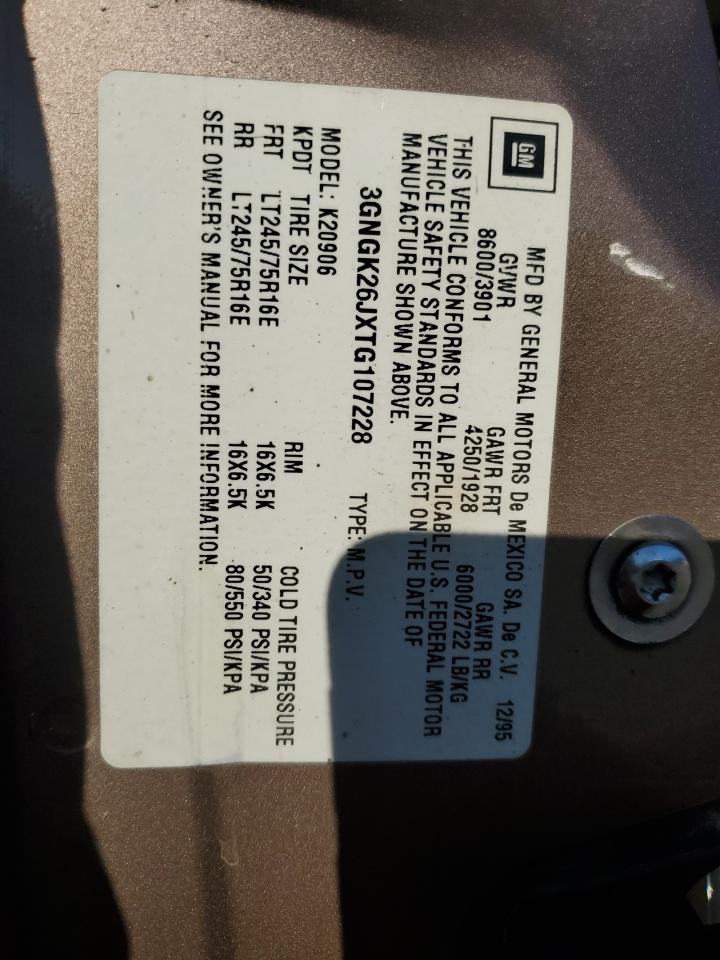 1996 Chevrolet Suburban K2500 VIN: 3GNGK26JXTG107228 Lot: 44741195