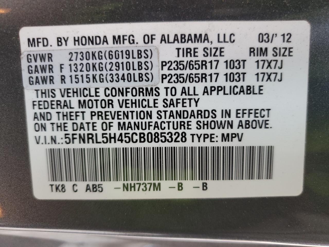 2012 Honda Odyssey - Image 14
