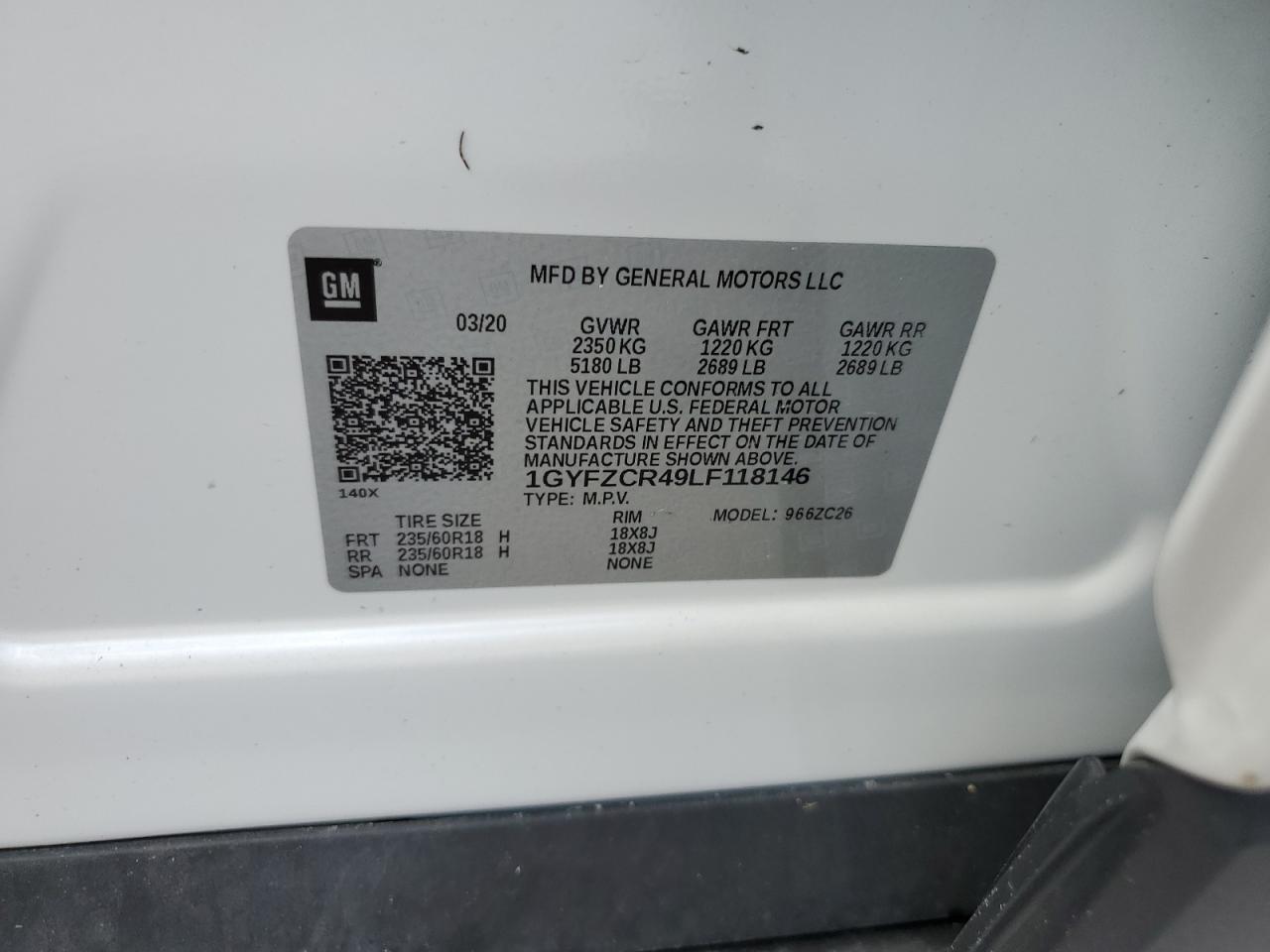 2020 Cadillac Xt4 Premiu VIN: 0LDL0T82495614 Lot: 44537995