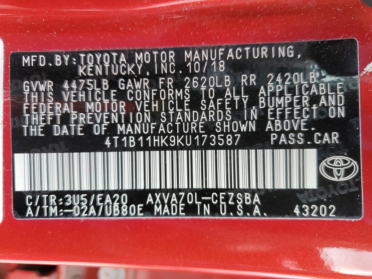 2019 Toyota Camry - Image 12