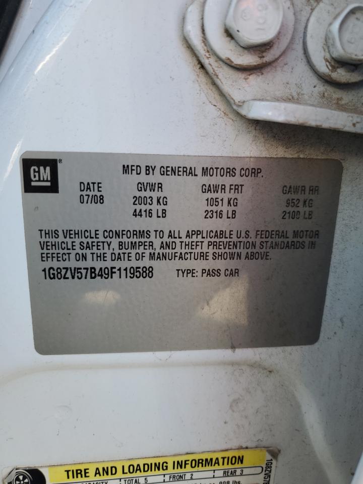 2009 Saturn Aura Xr VIN: 1G8ZV57B49F119588 Lot: 46860425