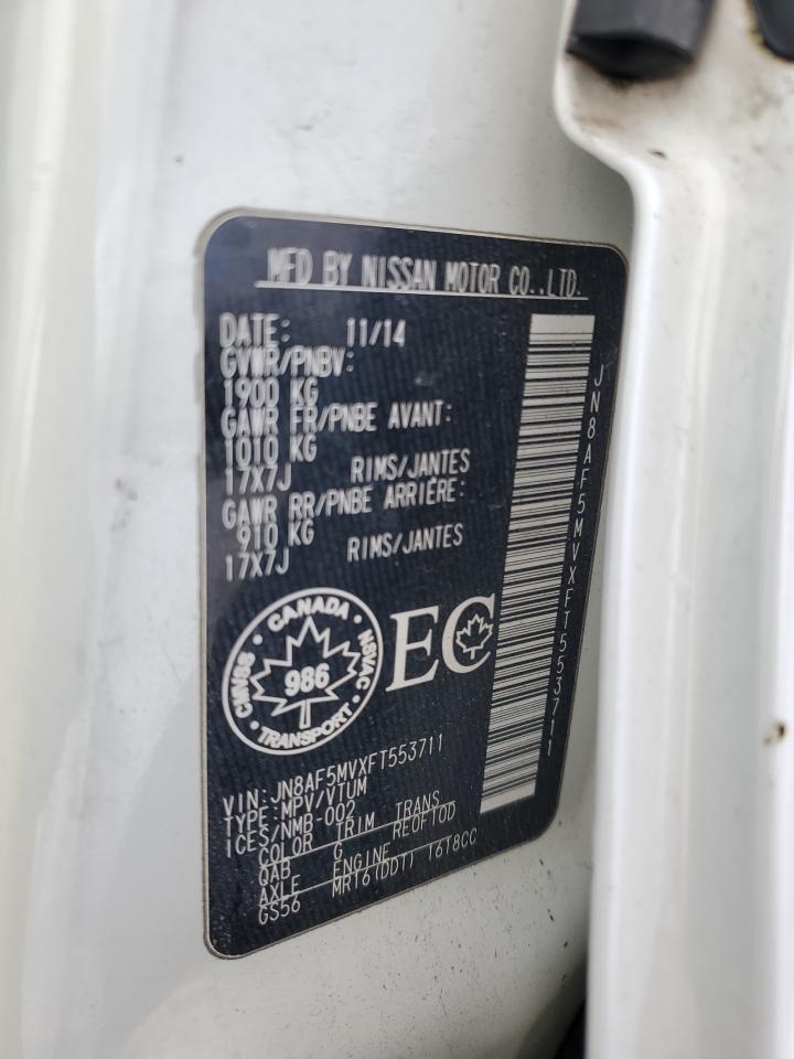 2015 Nissan Juke S VIN: JN8AF5MVXFT553711 Lot: 89395215