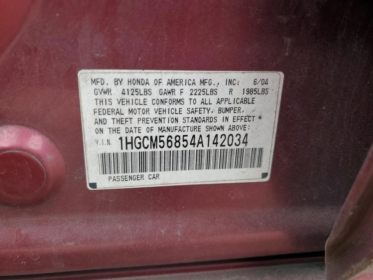 2004 Honda Accord Ex VIN: 1HGCM56767A091879 Lot: 44061255