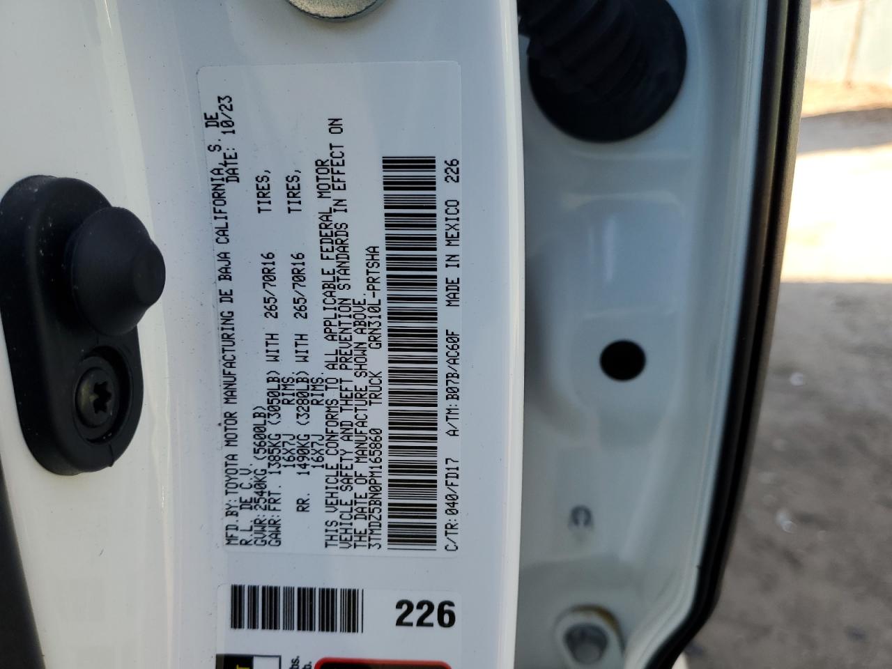 2023 Toyota Tacoma Double Cab VIN: 3TMDZ5BN0PM165860 Lot: 45895025