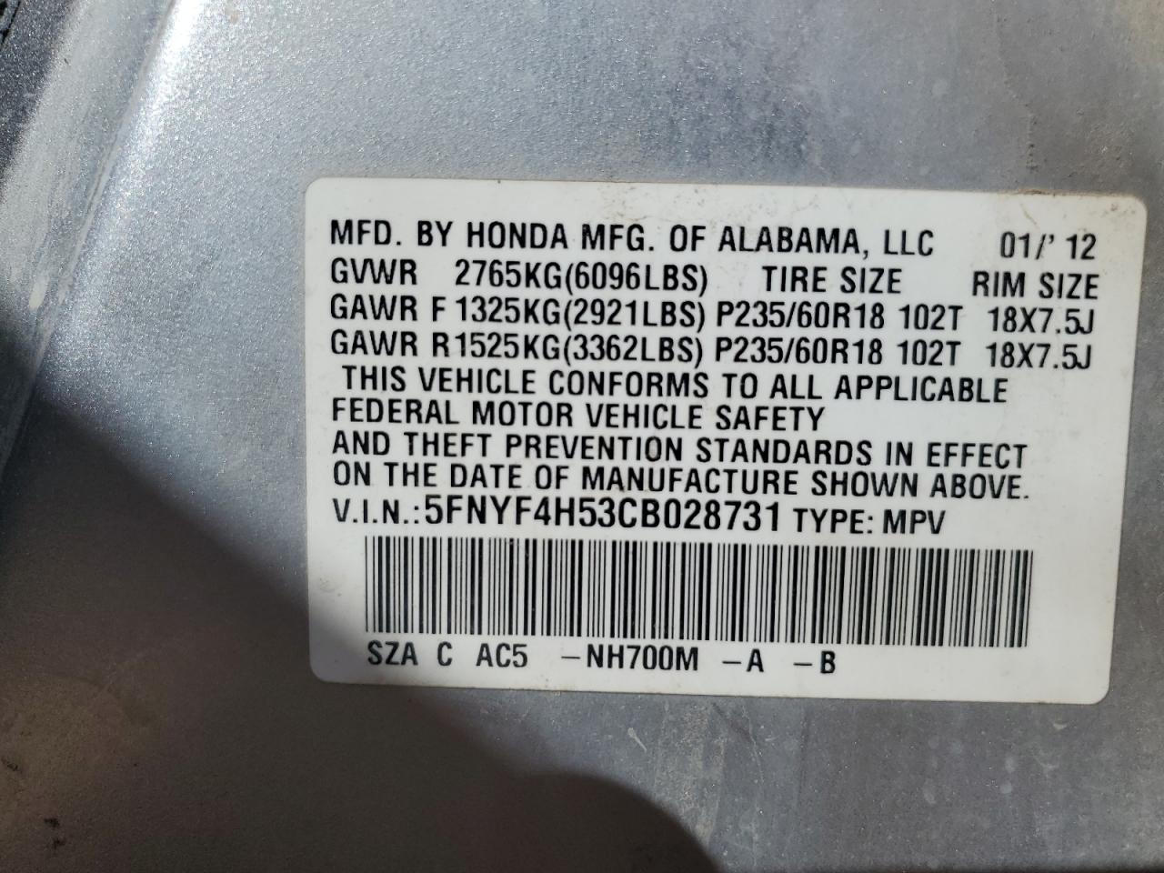 2012 Honda Pilot - Image 16