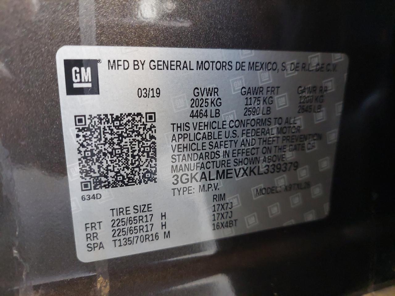 3GKALMEVXKL339379 - 2019 GMC TERRAIN - #43669275