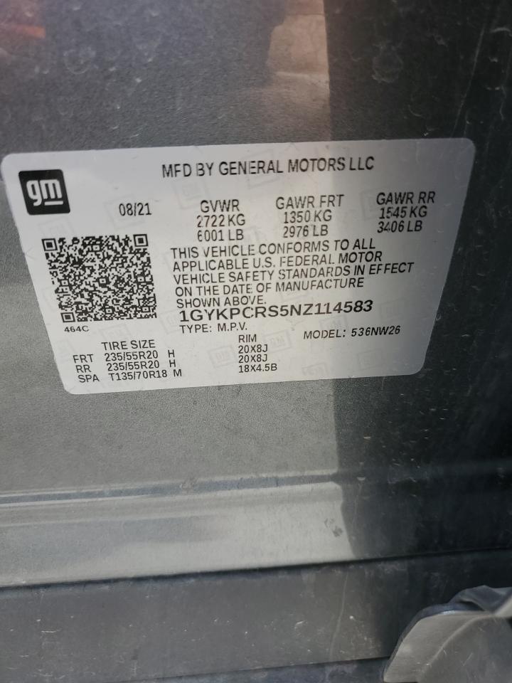 2022 Cadillac Xt6 Premium Luxury VIN: 1GYKPCRS5NZ114583 Lot: 46507155