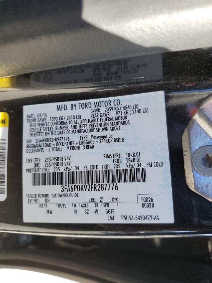 2015 Ford Fusion Titanium VIN: 3FA6P0K92FR287776 Lot: 47262965