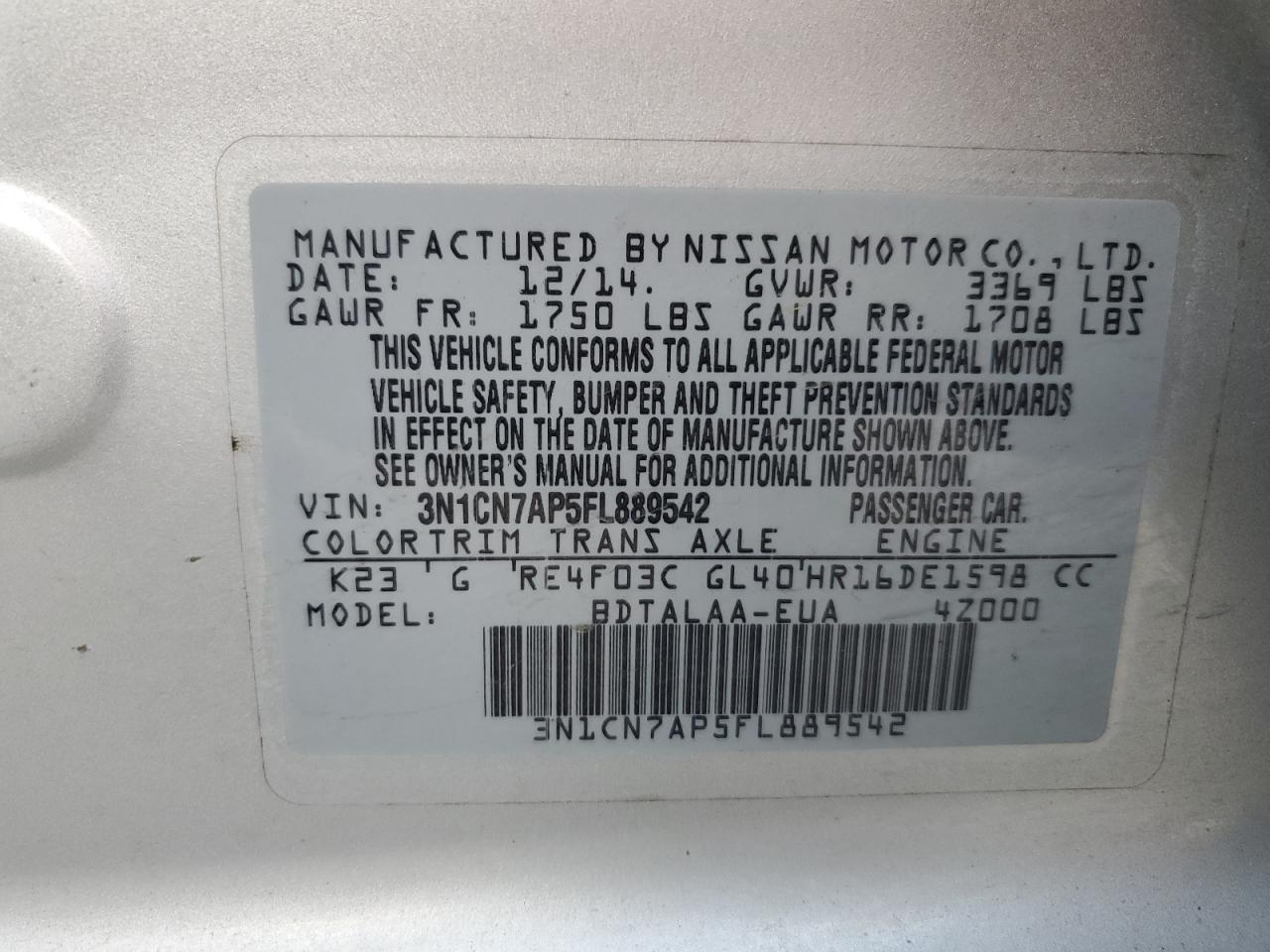 2015 Nissan Versa - Image 12