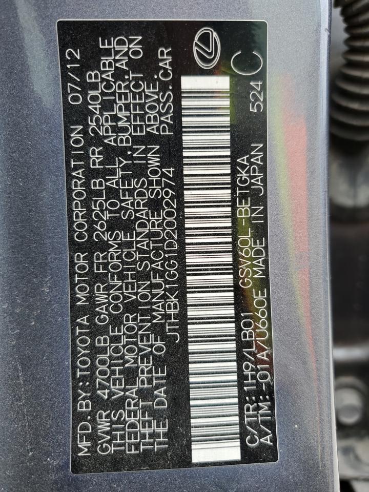 2013 Lexus Es 350 VIN: JTHBK1GG1D2002974 Lot: 44702215