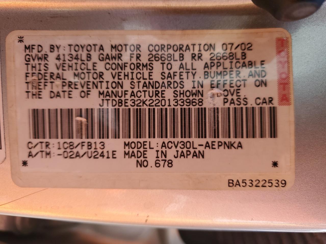 2002 Toyota Camry - Image 12