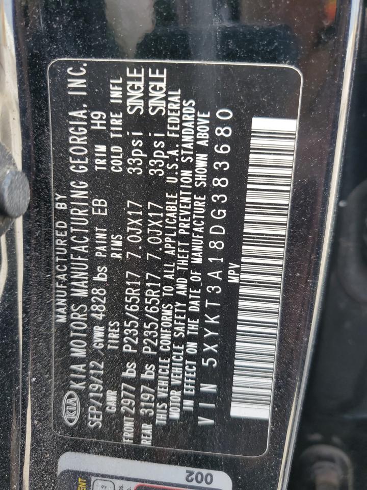 2013 Kia Sorento Lx VIN: 5XYKT3A18DG383680 Lot: 61026965