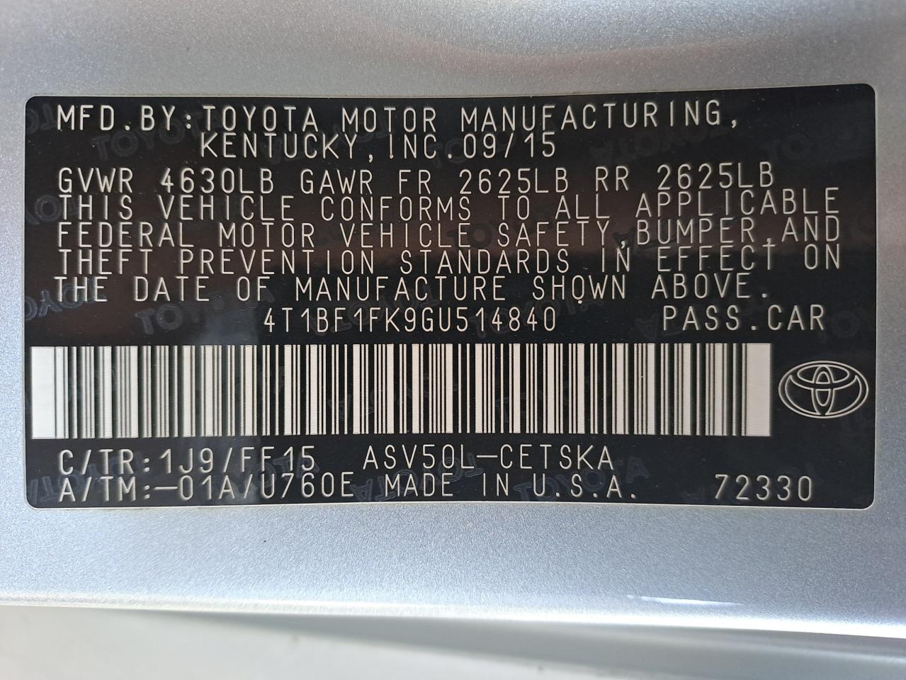 4T1BF1FK9GU514840 - 2023 Toyota Camry - #46742005