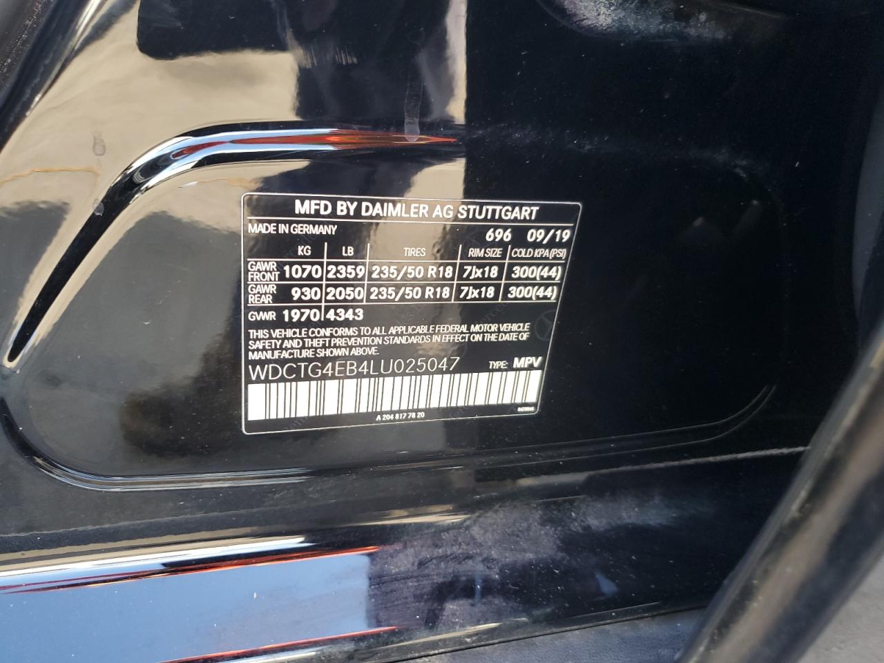 2020 Mercedes-Benz Gla 250 VIN: WDCTG4EB4LU025047 Lot: 44411865