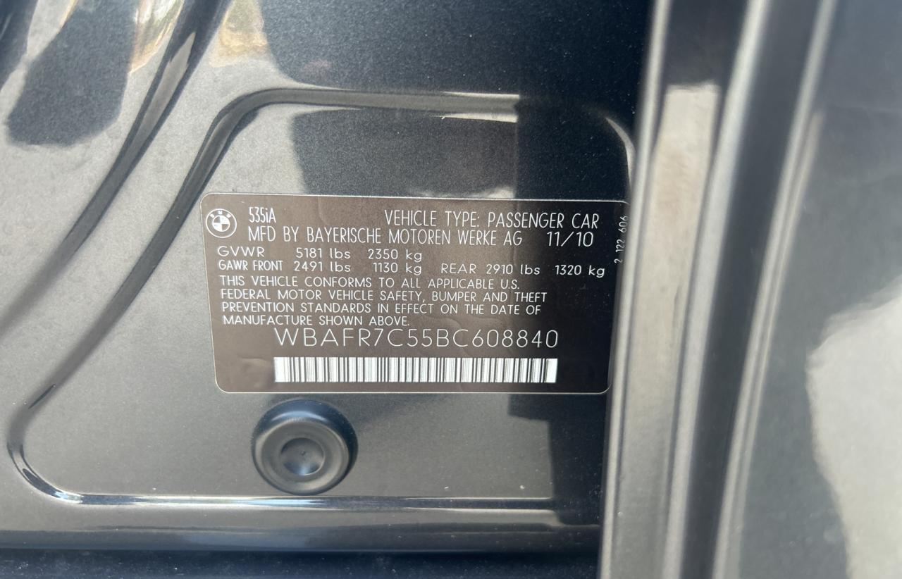 2011 BMW 535 I VIN: WBAFR7C55BC608740 Lot: 46220185