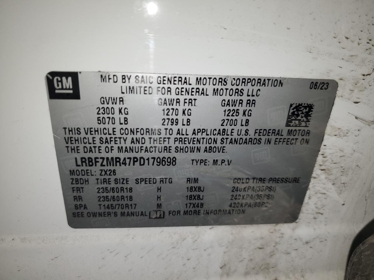 2023 Buick Envision Preferred VIN: LRBFZMR47PD179698 Lot: 46229575