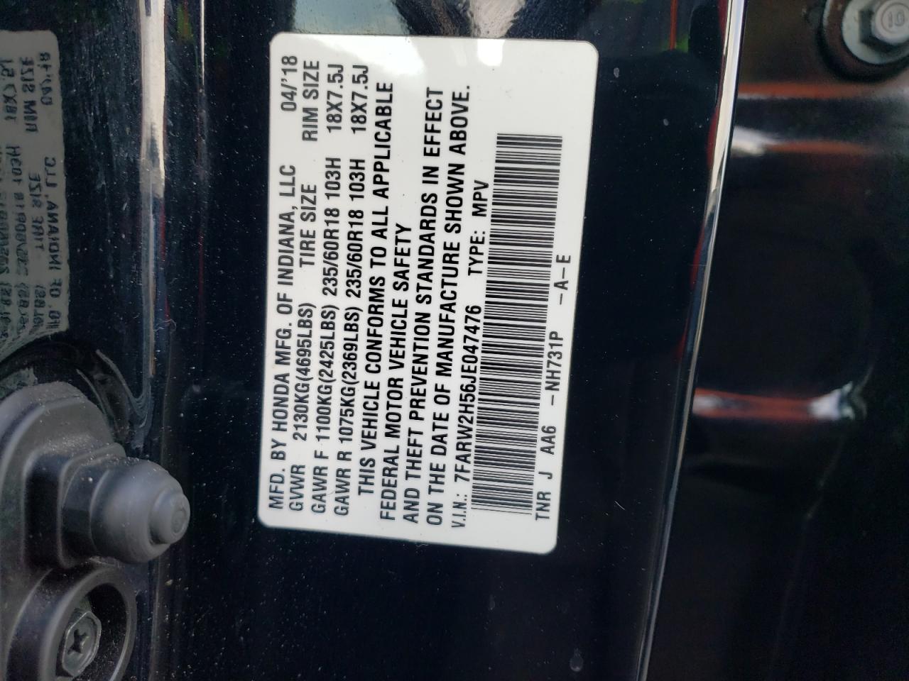 2018 Honda Cr-V Ex VIN: 7FARW2H56JE047476 Lot: 88538785