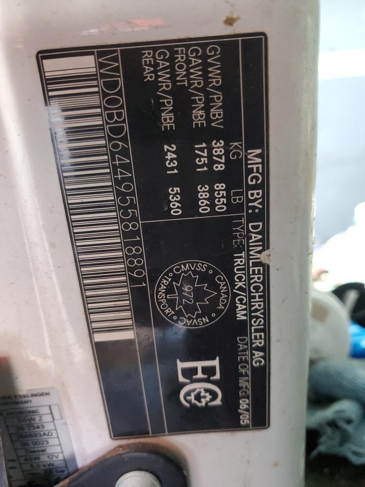 2005 Dodge Sprinter 2500 VIN: WD0BD644955818891 Lot: 46080005