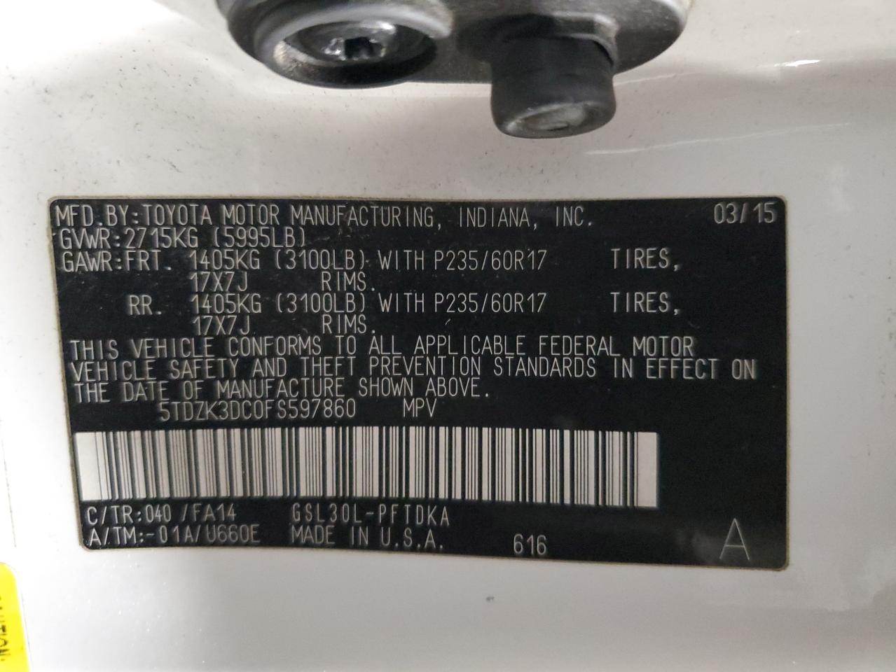 2015 Toyota Sienna - Image 14