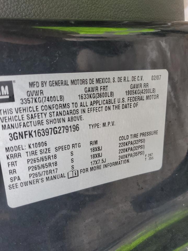 2007 Chevrolet Suburban K1500 VIN: 3GNFK16397G27196 Lot: 45338935