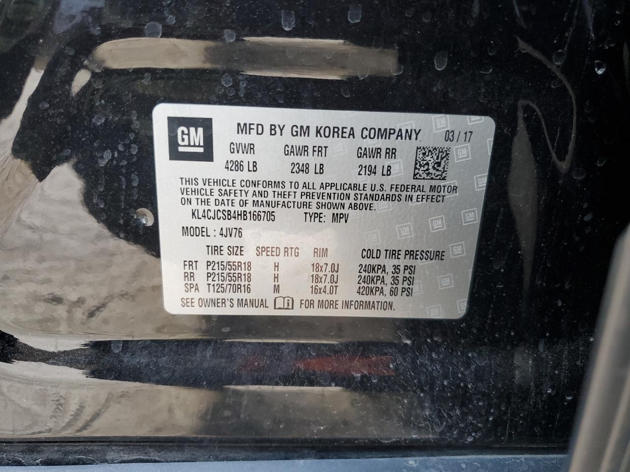 2017 Buick Encore Essence VIN: KL4CJCSB4HB166705 Lot: 44572955