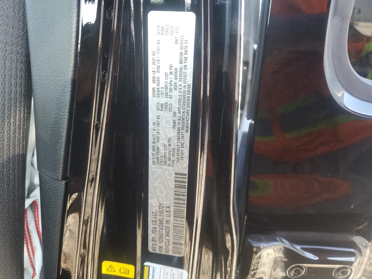 2024 Jeep Gladiator Sport VIN: 1C6HJTAG6RL115721 Lot: 43509515