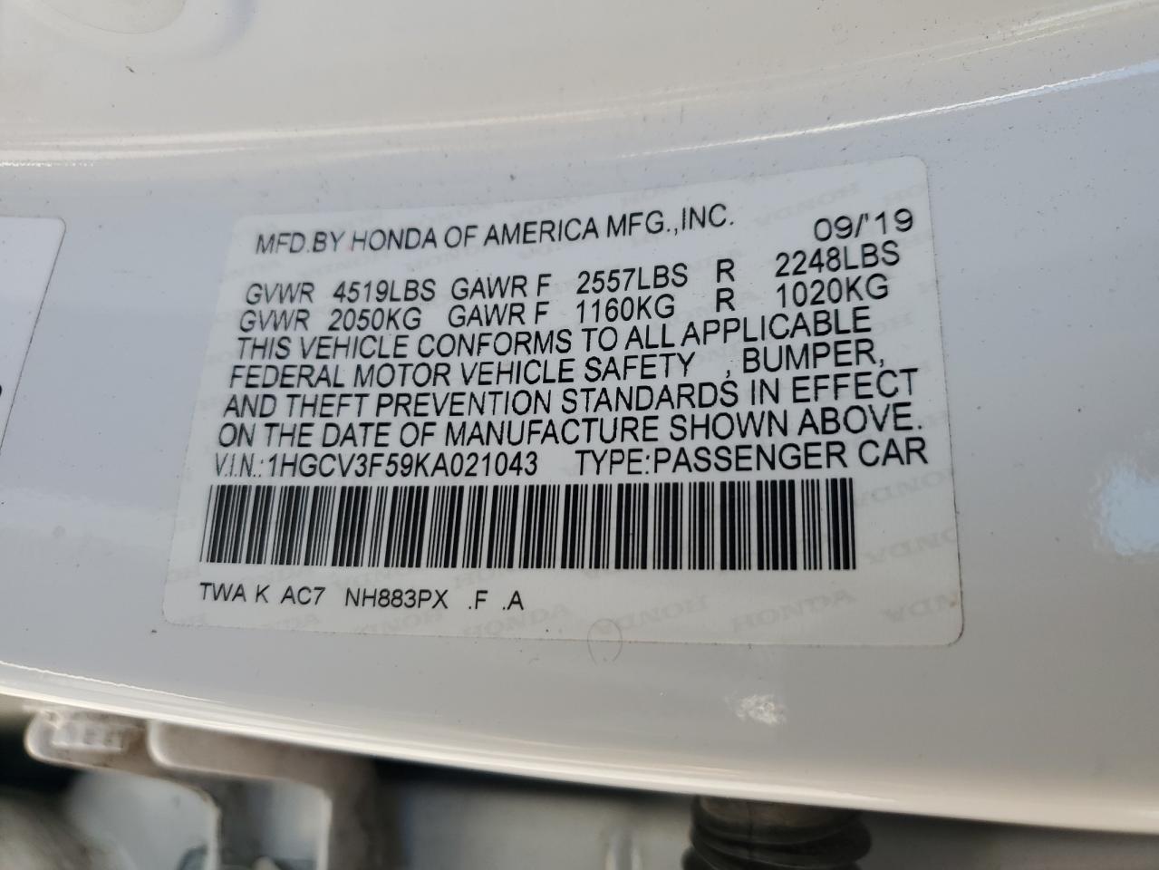 2019 Honda Accord - Image 12