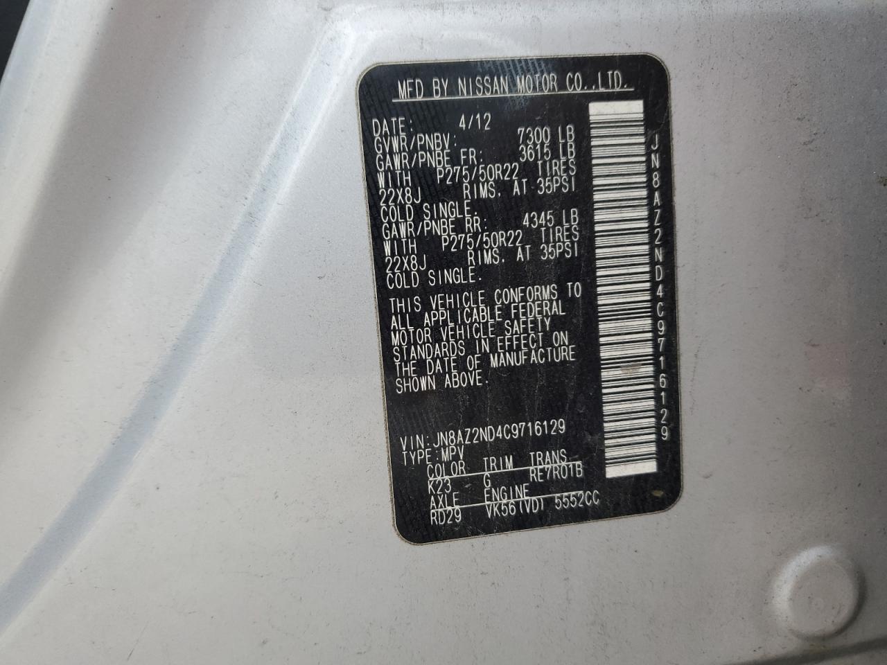 2012 Infiniti QX56 - Image 13